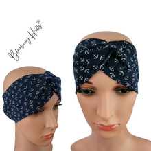 Lade das Bild in den Galerie-Viewer, Haarband "Skagen" Jersey Knotenlook Anker blau