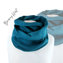 Lade das Bild in den Galerie-Viewer, Loop Musselin uni petrol einfarbig