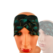 Lade das Bild in den Galerie-Viewer, Haarband "Dahlienblüte" Jersey jadegrün Blumen