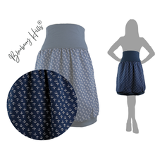 Lade das Bild in den Galerie-Viewer, Rock "Skagen" Damenrock aus Jersey mit Ankern blau weiß, klappbarer Bund
