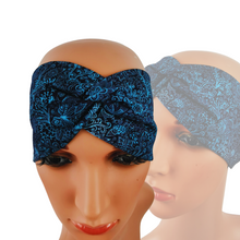 Lade das Bild in den Galerie-Viewer, Haarband "Skye" Jersey blau Natur Vögel