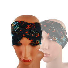 Lade das Bild in den Galerie-Viewer, Haarband "Nordwind" Jersey nachtblau Blumen
