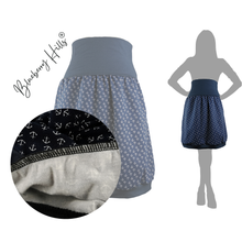 Lade das Bild in den Galerie-Viewer, Rock "Skagen" Damenrock aus Jersey mit Ankern blau weiß, klappbarer Bund