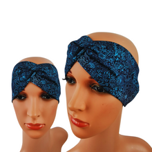 Lade das Bild in den Galerie-Viewer, Haarband "Skye" Jersey blau Natur Vögel