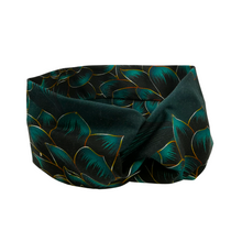 Lade das Bild in den Galerie-Viewer, Haarband "Dahlienblüte" Jersey jadegrün Blumen