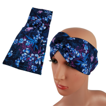 Lade das Bild in den Galerie-Viewer, Haarband "Blue Meadow" Jersey blau Blumen