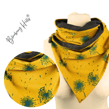 Lade das Bild in den Galerie-Viewer, Loop "Synn" Pusteblumen mit Knopf Wickelloop senf petrol Wickelschal