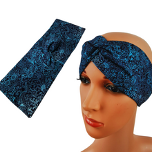 Lade das Bild in den Galerie-Viewer, Haarband "Skye" Jersey blau Natur Vögel