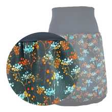 Lade das Bild in den Galerie-Viewer, Rock "Nordwind" Jersey knielang blau dunkel Blumen Naturmotiv