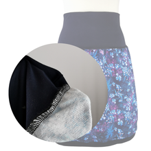 Lade das Bild in den Galerie-Viewer, Rock "Blue Meadow" Jersey knielang blau dunkel Blumen Naturmotiv