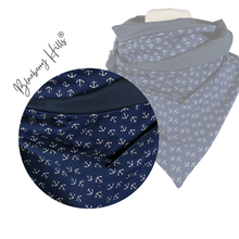 Lade das Bild in den Galerie-Viewer, Loop "Skagen" blau mit Ankern und Knopf