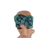 Lade das Bild in den Galerie-Viewer, Haarband Stirnband Knoten Blumen petrol grün blau elastisch Knotenlook breit warm
