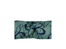 Lade das Bild in den Galerie-Viewer, Haarband Stirnband Knoten Blumen petrol grün blau elastisch Knotenlook breit warm