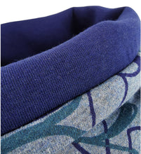 Lade das Bild in den Galerie-Viewer, Loop mit Blumenmuster blau petrol Winter dick Loopschal Tuch French Terry Rundloop klassisch Blumen floral Loopschal