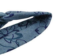 Lade das Bild in den Galerie-Viewer, Haarband Stirnband Knoten Blumen blau petrol elastisch Knotenlook breit warm