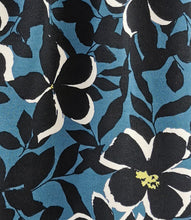Lade das Bild in den Galerie-Viewer, Rock Jersey Blumen knielang jeansblau elastischer Bund bequemer Jerseyrock dunkel
