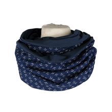 Lade das Bild in den Galerie-Viewer, Loop "Skagen" blau mit Ankern rund Jersey Schlauchschal
