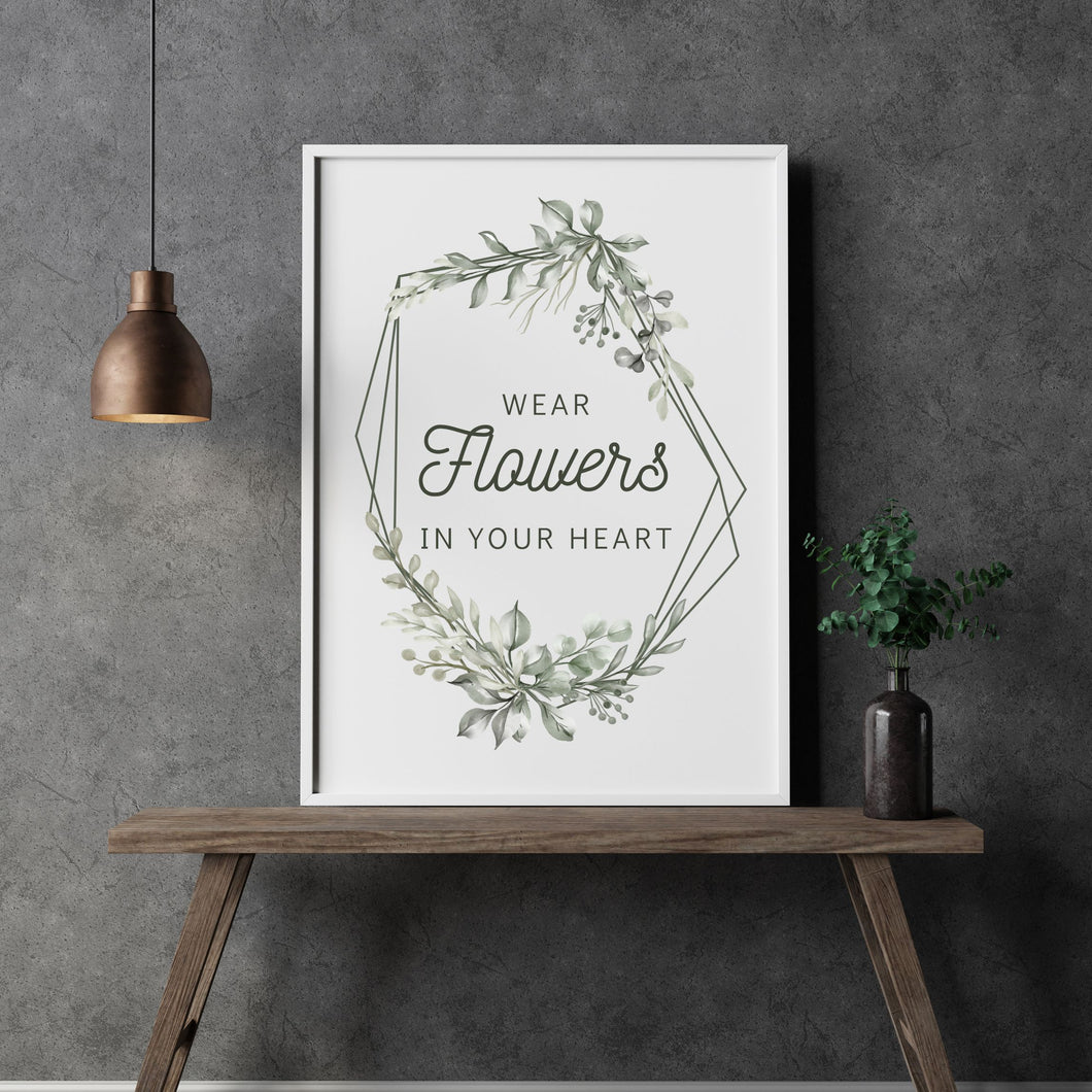 Bild Sofort Download Blumen png jpg Schrift Poster selber drucken minimalistisch Büro Wall art Eukalyptus romantisch hygge grün Blumenranken