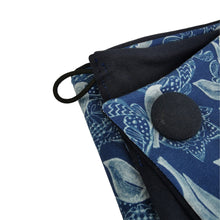 Lade das Bild in den Galerie-Viewer, Zipfelloop mit Knopf Jersey Vögel Muster Natur Blumen blau Wickelschal Tuch mit Dreieck
