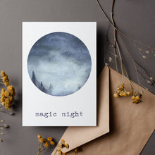 Lade das Bild in den Galerie-Viewer, Bild Sofort Download Wasserfarben Sterne png jpg Aquarell Schrift Nachthimmel magic night Nachtschwärmer Poster selber ausdrucken dunkel
