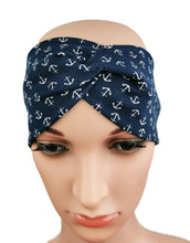 Lade das Bild in den Galerie-Viewer, Haarband "Skagen" Jersey Knotenlook Anker blau