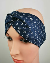 Lade das Bild in den Galerie-Viewer, Haarband "Skagen" Jersey Knotenlook Anker blau
