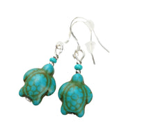 Lade das Bild in den Galerie-Viewer, Ohrringe Schildkröte türkis Sterlingsilber
