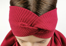 Lade das Bild in den Galerie-Viewer, Haarband mit Knoten Waffeljersey bordeaux