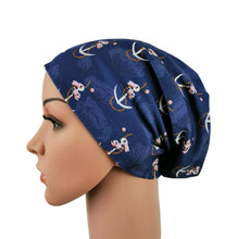 Lade das Bild in den Galerie-Viewer, Beanie Damen Jersey Anker Rosen lila