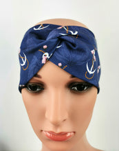 Lade das Bild in den Galerie-Viewer, Haarband mit Knoten Anker Rosen Jersey lila