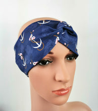 Lade das Bild in den Galerie-Viewer, Haarband mit Knoten Anker Rosen Jersey lila