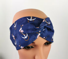 Lade das Bild in den Galerie-Viewer, Haarband mit Knoten Anker Rosen Jersey lila