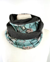 Lade das Bild in den Galerie-Viewer, Loop rund Jersey Bambus mintgrün Blumen leichter Loop für Damen