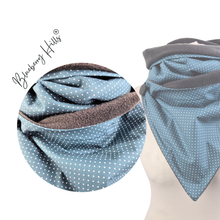 Lade das Bild in den Galerie-Viewer, Winterloop Fleece MINI DOTS taubenblau – warmer Fleeceloop mit Punkten
