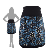 Lade das Bild in den Galerie-Viewer, Rock „Flom“ – Damenrock aus Jersey, blau, klappbarer Bund
