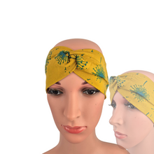 Lade das Bild in den Galerie-Viewer, Haarband &quot;Synn&quot; Pusteblumen Jersey Knotenlook Knoten senf petrol
