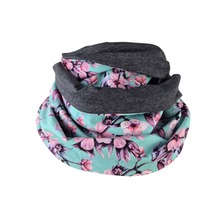 Lade das Bild in den Galerie-Viewer, Loop &quot;Hanami&quot; Kirschblüten Pastell grün Jersey Schlauchschal Loopschal
