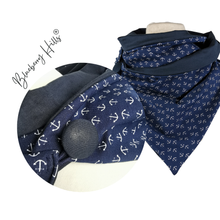 Lade das Bild in den Galerie-Viewer, Loop &quot;Skagen&quot; blau mit Ankern und Knopf
