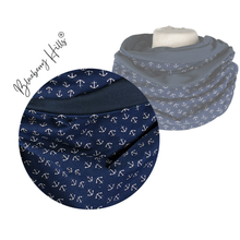 Lade das Bild in den Galerie-Viewer, Loop &quot;Skagen&quot; blau mit Ankern rund Jersey Schlauchschal

