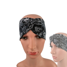 Lade das Bild in den Galerie-Viewer, Haarband &quot;Svartlin&quot; mit Knoten Blumen Jersey schwarz
