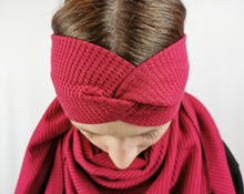 Lade das Bild in den Galerie-Viewer, Haarband mit Knoten Waffeljersey bordeaux
